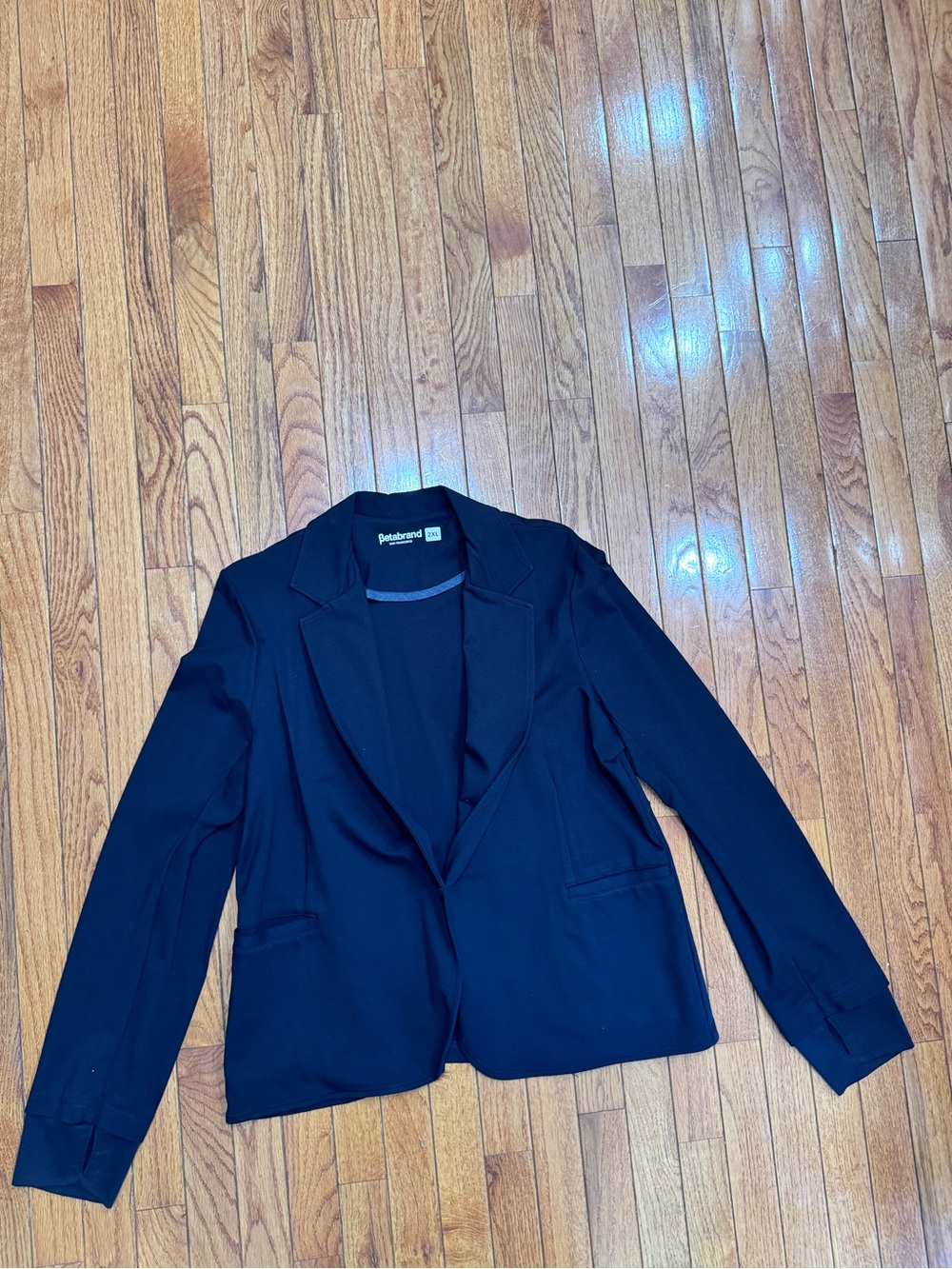 Betabrand Black Women's Blazer Jacket with thumb holes 2XL